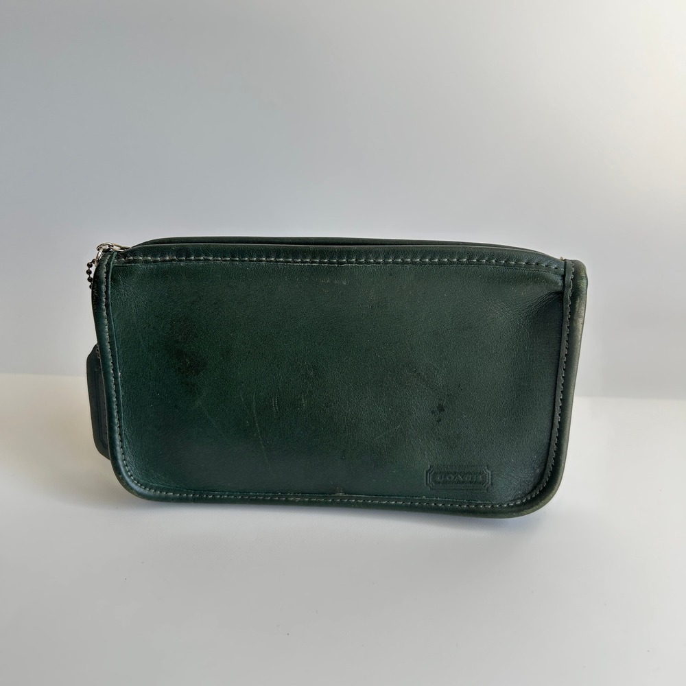 Coach Chunky Case Bottle Green Glove Tanned Leather Cosmetic Pouch 7165